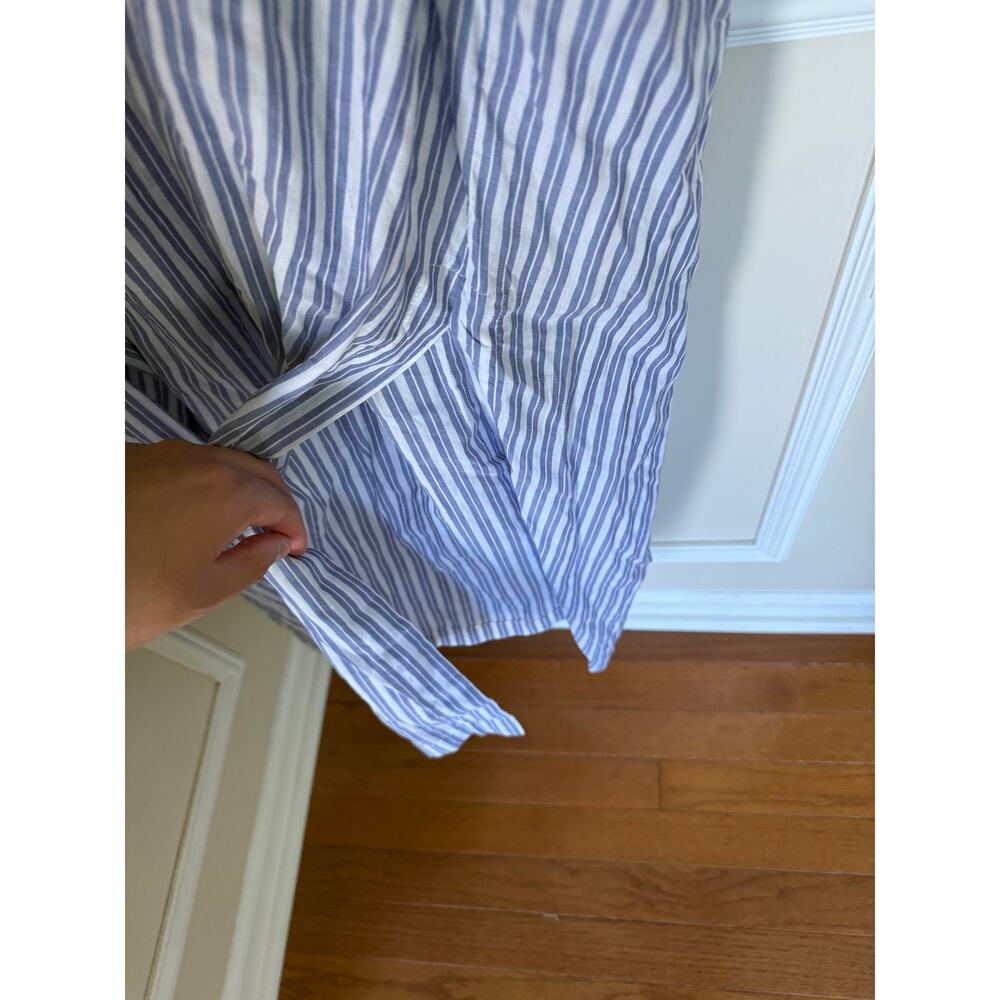 Preppy Summer J. Crew Pinstripe Ruffle Braided Strap Voile Shift Maxi Dress- XXL - Picture 9 of 10